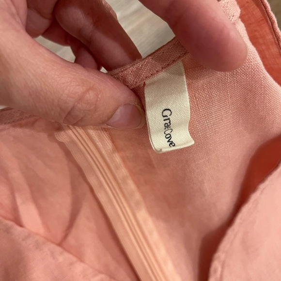 Grae Cove Adelita Midi Dress Sz Small Pink Linen Babydoll Ruffle Soft Feminine - Picture 8 of 10